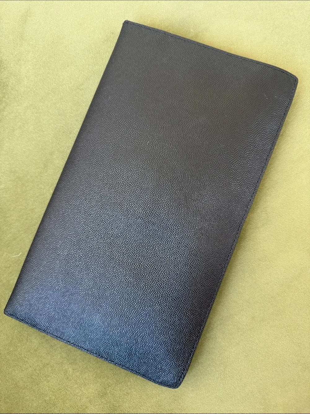 Saint Laurent Black Leather Envelope Clutch with Gold YSL Hardware